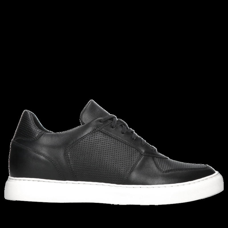 Buty podwyższające czarne, męskie skórzane sneakersy, Conhpol, Konopka Shoes