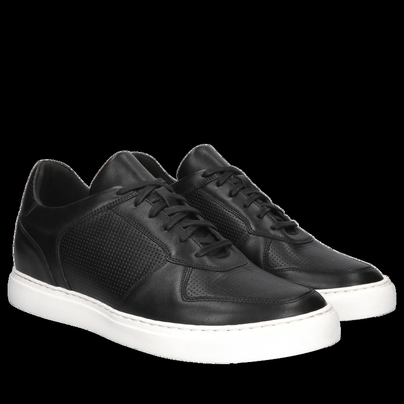 Buty podwyższające czarne, męskie skórzane sneakersy, Conhpol, Konopka Shoes