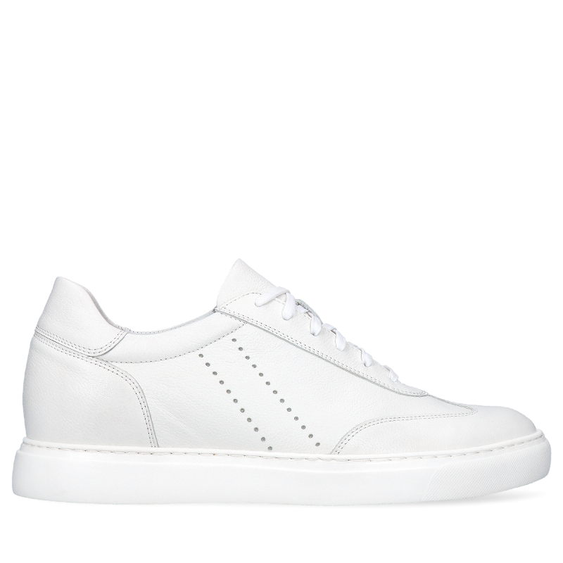 Białe, skórzane buty podwyższające Xavier +6 cm, Conhpol Dynamic - polska produkcja, Sneakersy, SH2684-01, Konopka Shoes