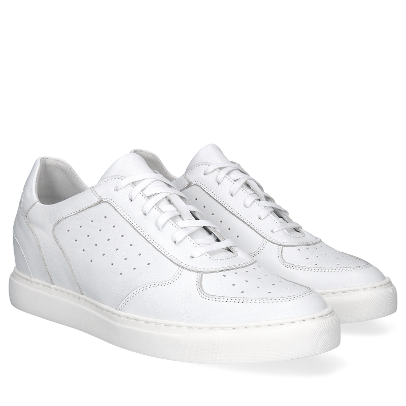 Białe podwyższające sneakersy Xavier +6 cm, Conhpol Dynamic - polska produkcja, Sneakersy, SH2685-01, Konopka Shoes