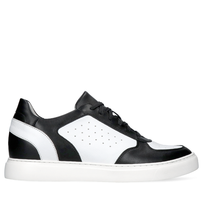 Biało-czarne, skórzane buty podwyższające Xavier +6 cm, Conhpol Dynamic - polska produkcja, SH2685-02, Sneakersy,  Konopka Shoes