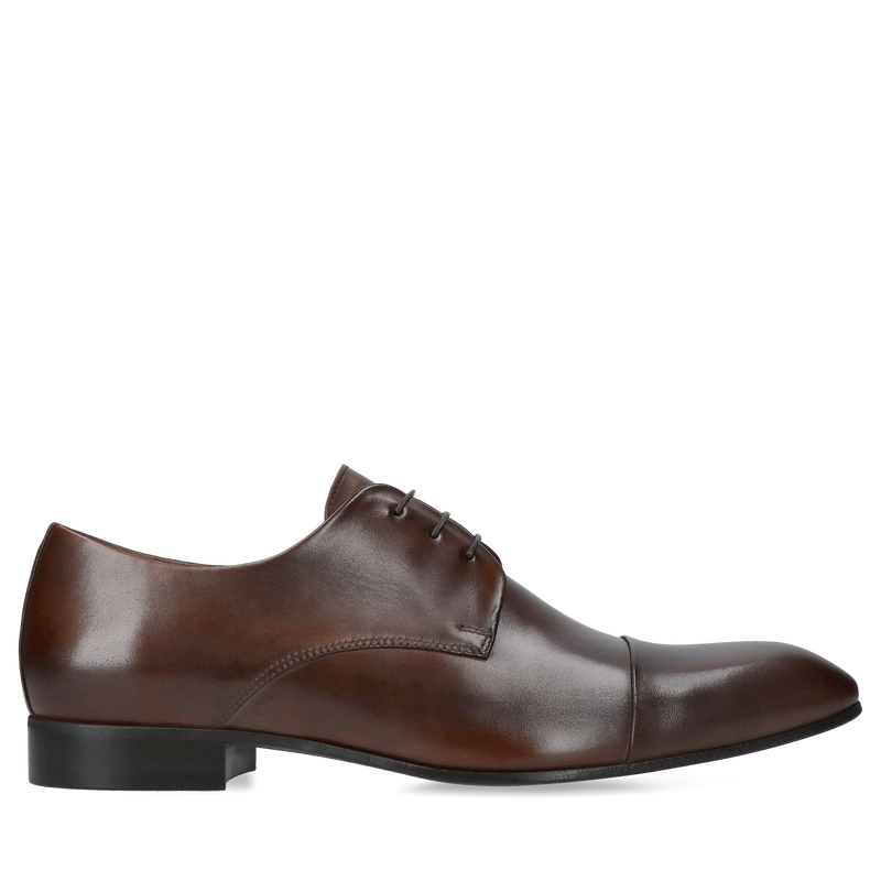 Męskie buty brązowe eleganckie derby, skórzane buty do ślubu, Conhpol, Konopka Shoes