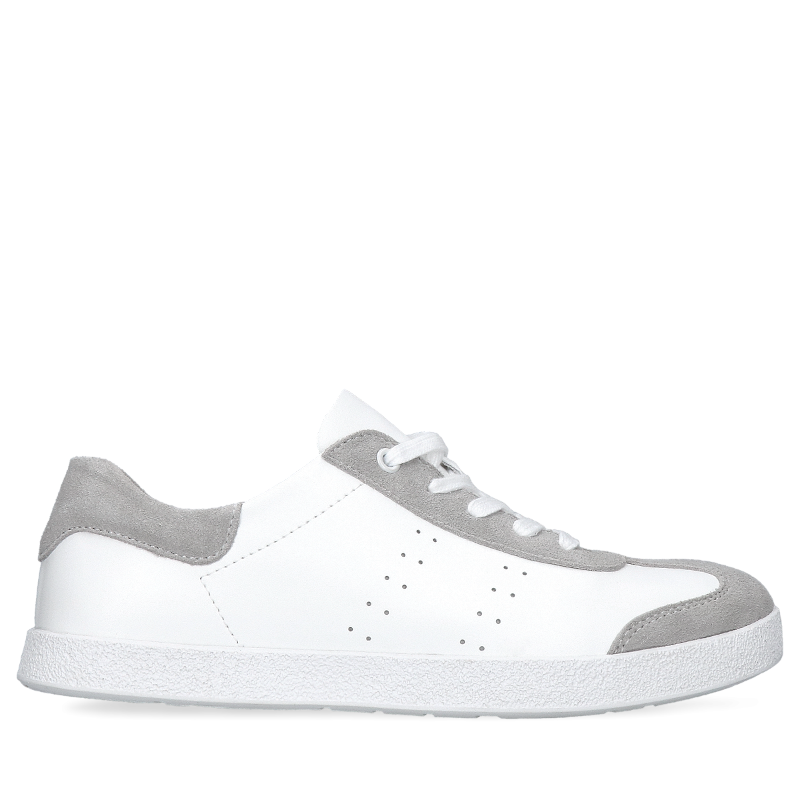 Biało-szare sneakersy damskie ze skóry Lilih, Sneakersy, GG0001-01, Konopka Shoes