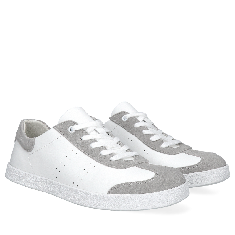 Biało-szare sneakersy damskie ze skóry Lilih, Sneakersy, GG0001-01, Konopka Shoes