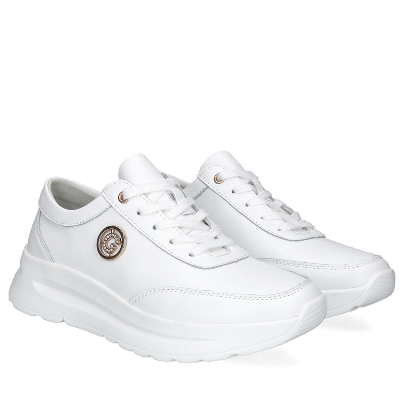 Białe sneakersy damskie ze skóry Corina, Sneakersy, GG0002-01, Konopka Shoes