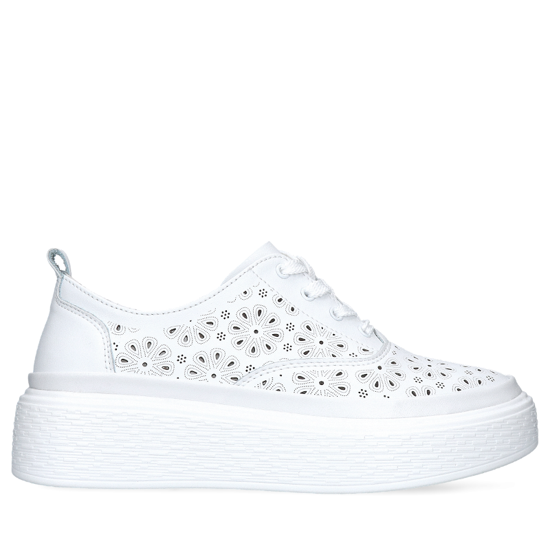 Białe sneakersy damskie ze skóry Aurora, Sneakersy, GG0003-01, Konopka Shoes