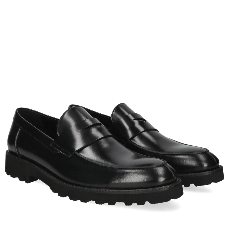 Męskie buty czarne, klasyczne loafersy skórzane, Conhpol, Konopka Shoes