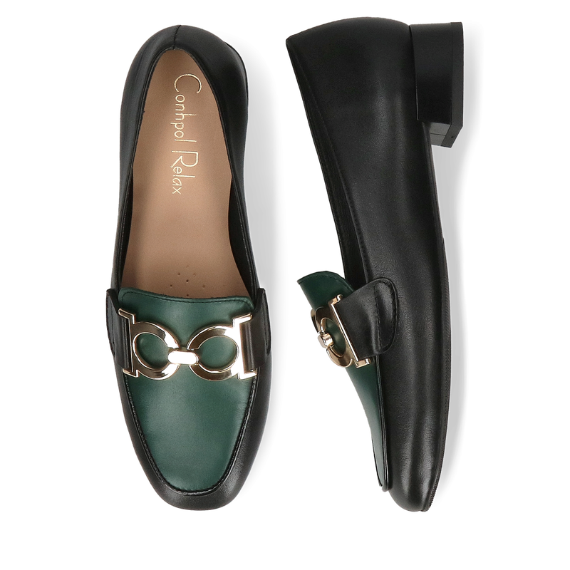 Czarne, skórzane loafersy damskie Luisa, Conhpol Relax - polska produkcja, RE2757-01, Loafersy i mokasyny, Konopka Shoes