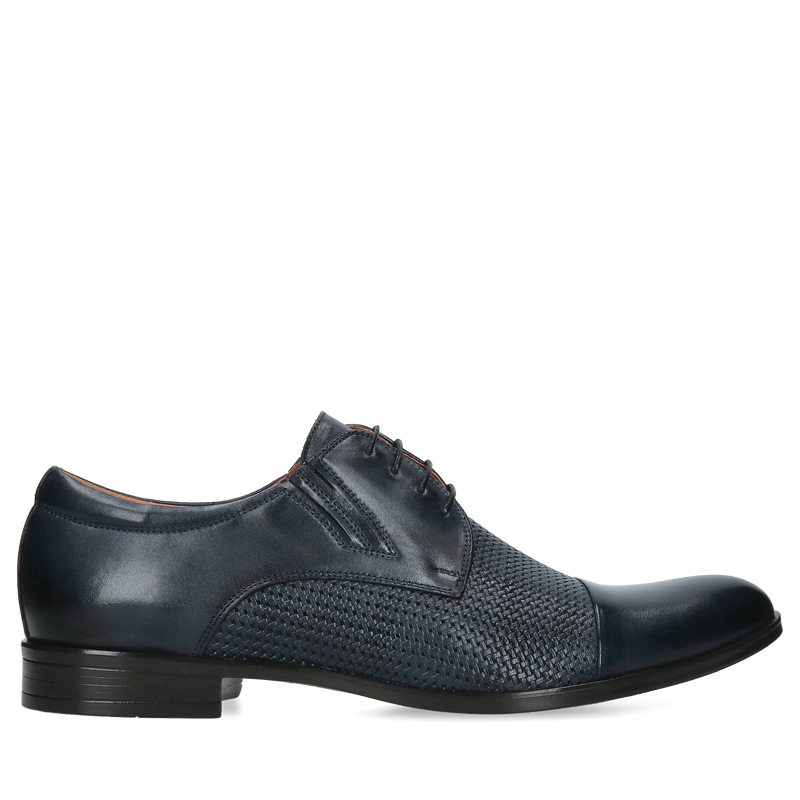 Męskie buty granatowe eleganckie, półbuty wizytowe granatowe