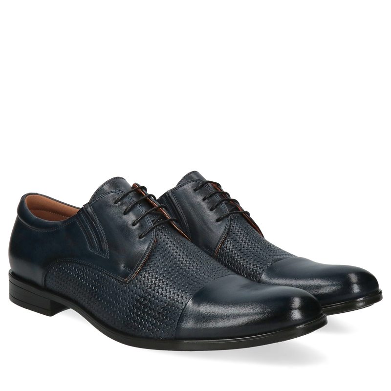 Męskie buty granatowe eleganckie, półbuty wizytowe granatowe