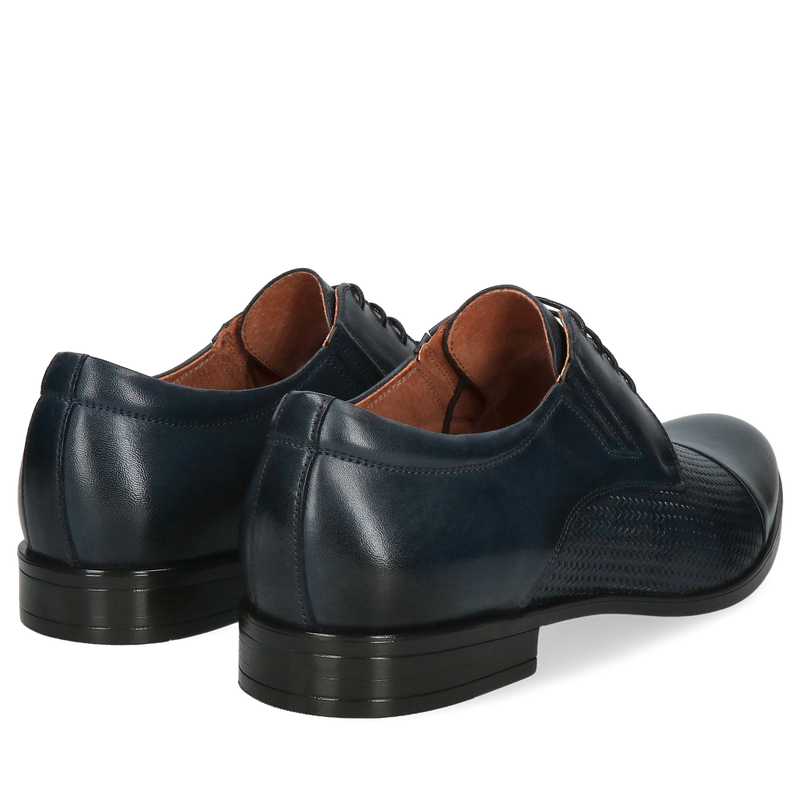 Męskie buty granatowe eleganckie, półbuty wizytowe granatowe