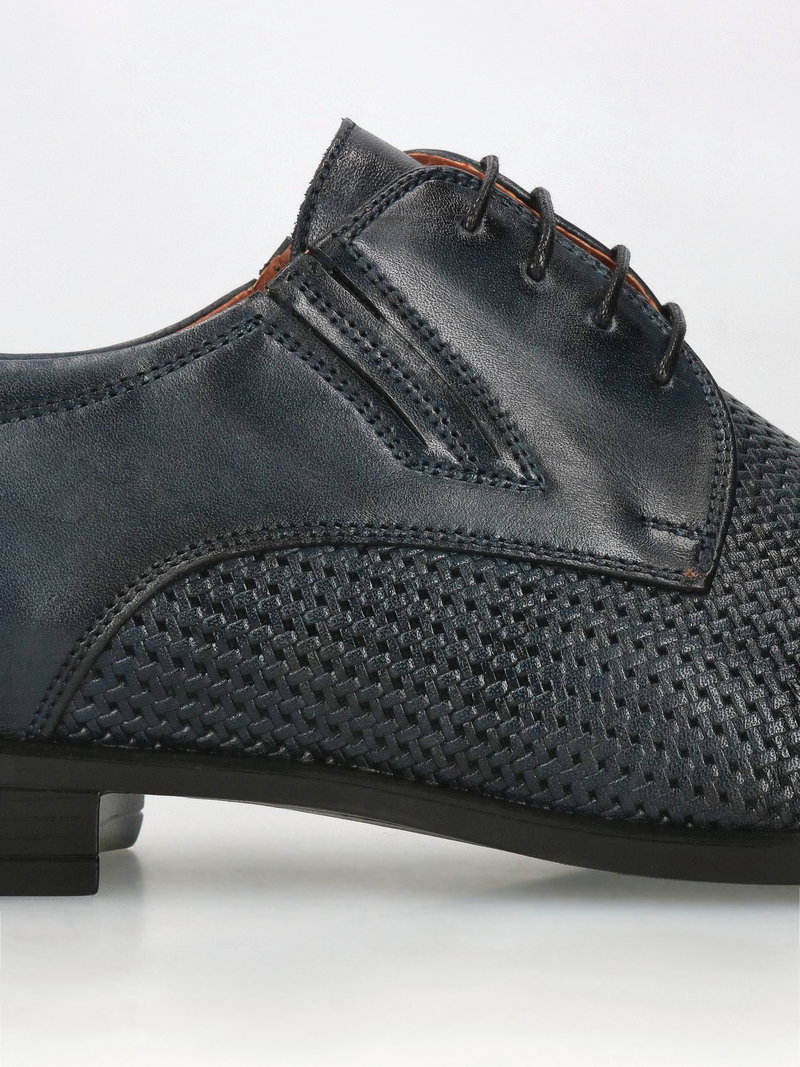 Męskie buty granatowe eleganckie, półbuty wizytowe granatowe