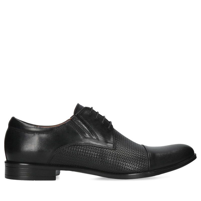 Półbuty wizytowe czarne do garnituru wygodne i lekkie, eleganckie buty z przecięciem