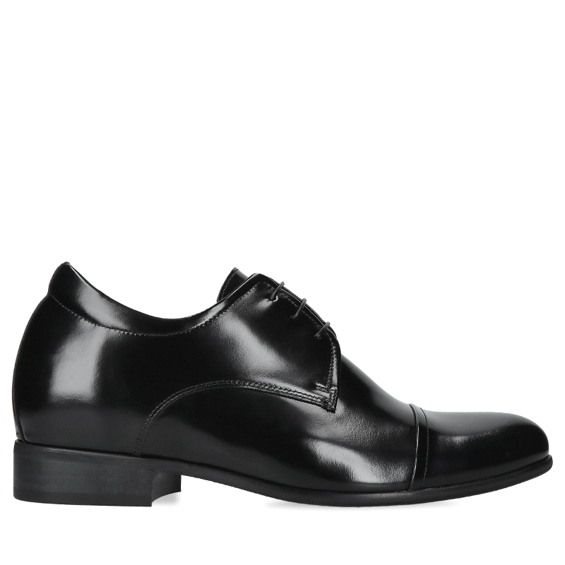 Czarne, eleganckie buty podwyższające Wolter ,Conhpol - polska produkcja, Półbuty podwyższające, CH0203-01, Konopka Shoes