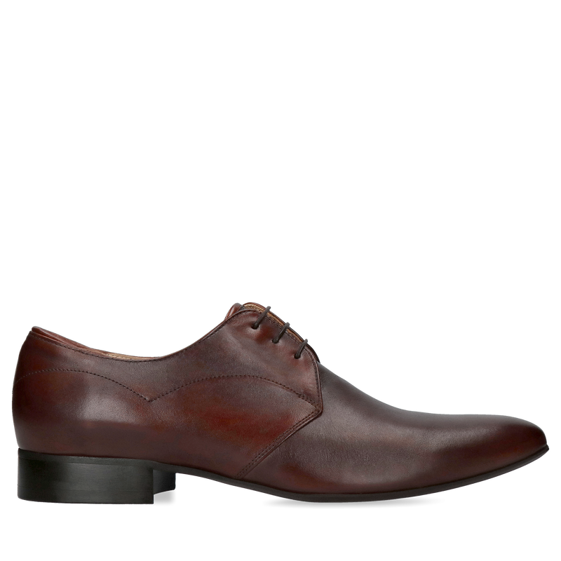 Męskie buty brązowe, eleganckie derby skórzane, buty do ślubu, Conhpol, Konopka Shoes