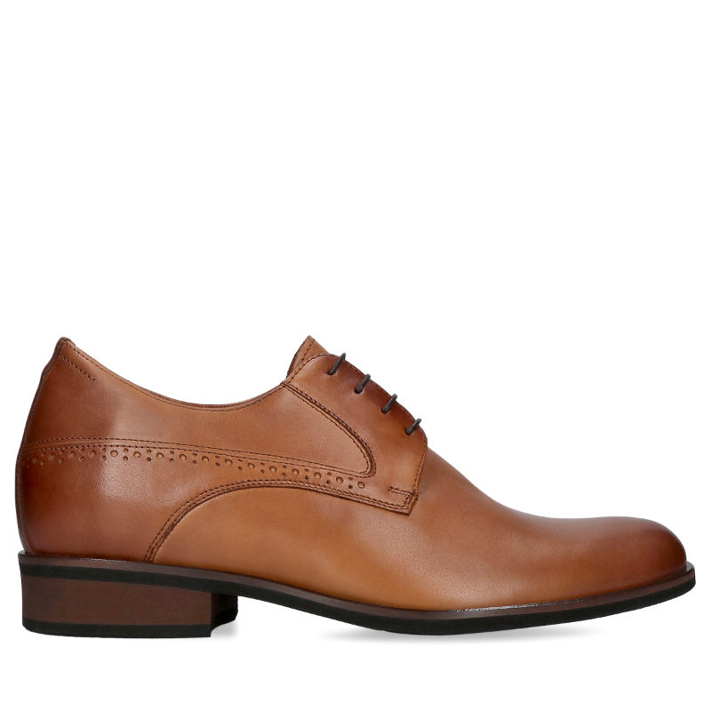 Brązowe, eleganckie buty podwyższające, Conhpol - polska produkcja, Półbuty podwyższające, CH6287-04, Konopka Shoes