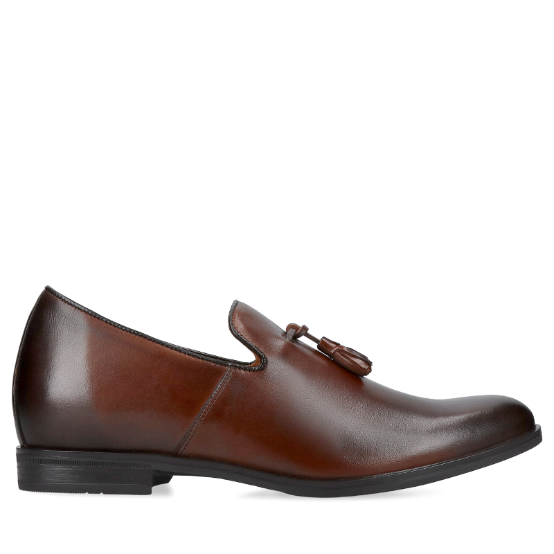 Brązowe buty podwyższające Luis +7 cm, Conhpol - Polski producent, Loafersy podwyższające, CH6178-02, Konopka Shoes