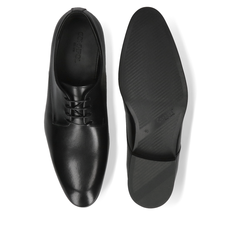 Wyjściowe buty męskie, derby czarne skórzane luksusowe, Conhpol, Konopka shoes