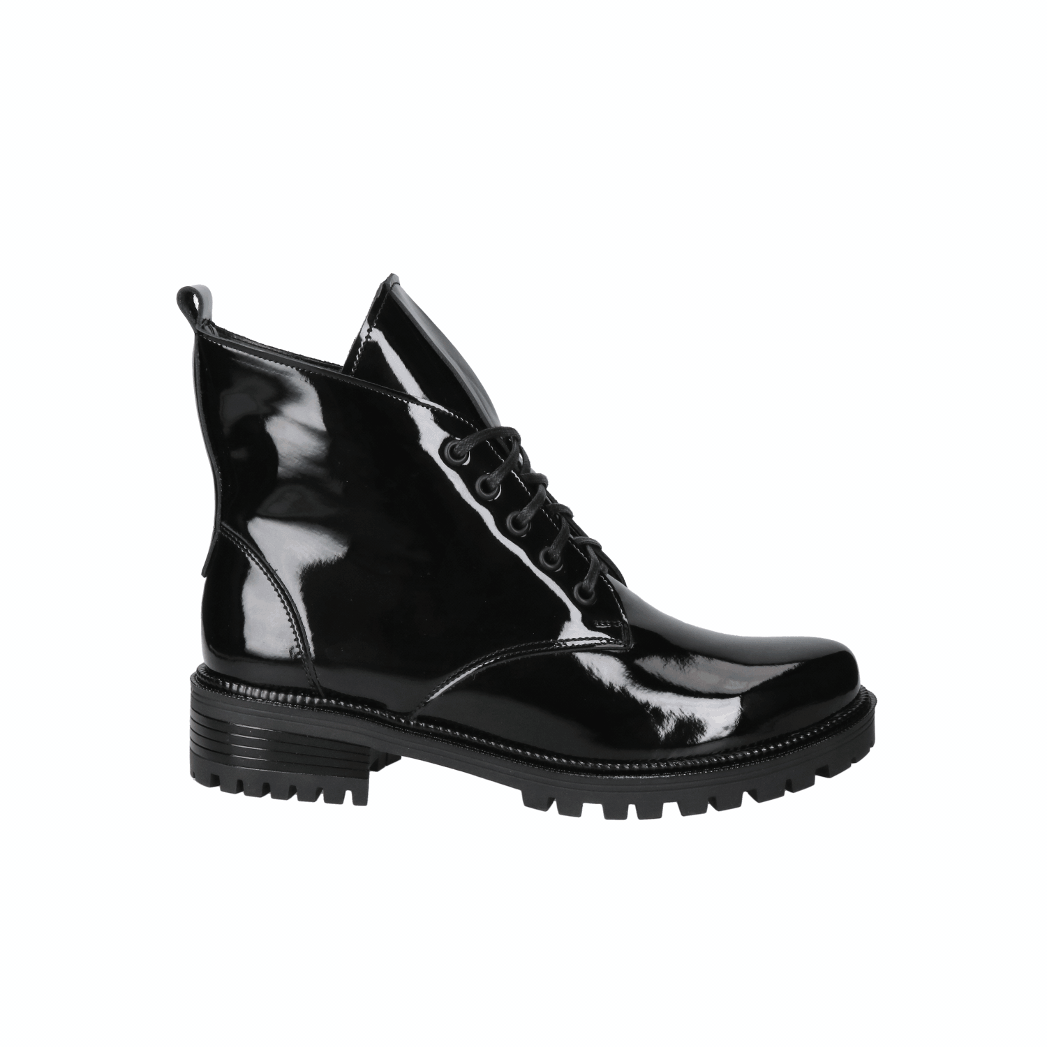 Modne botki damskie wiązane ze skóry lakierowanej, Polska marka, Conhpol Relax, Konopka Shoes