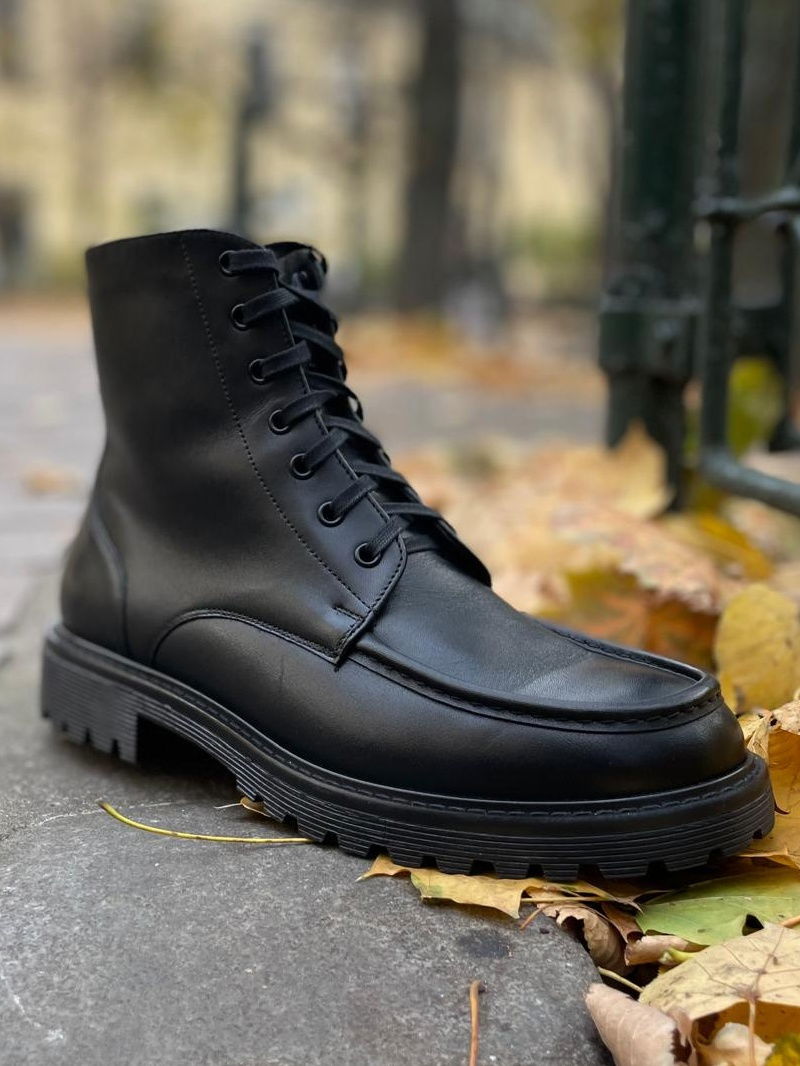 Męskie, czarne trzewiki zimowe Cesare z licowej skóry naturalnej, Conhpol - polska produkcja, CK6363-02, Trzewiki, Konopka Shoes Męskie, czarne trzewiki zimowe Cesare z licowej skóry naturalnej, Conhpol - polska produkcja, CK6363-02, Trzewiki, Konopka Shoes