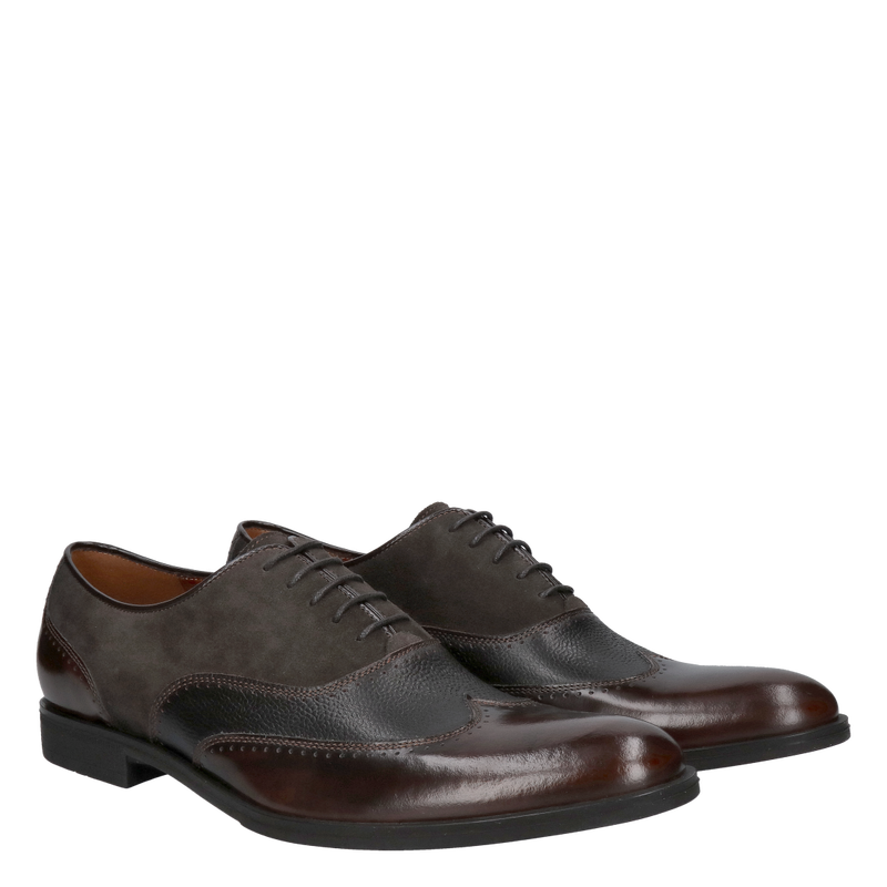 Brązowe półbuty oxford, obuwie casual, modny design w wysokiej jakości, Conhpol, Konopka Shoes