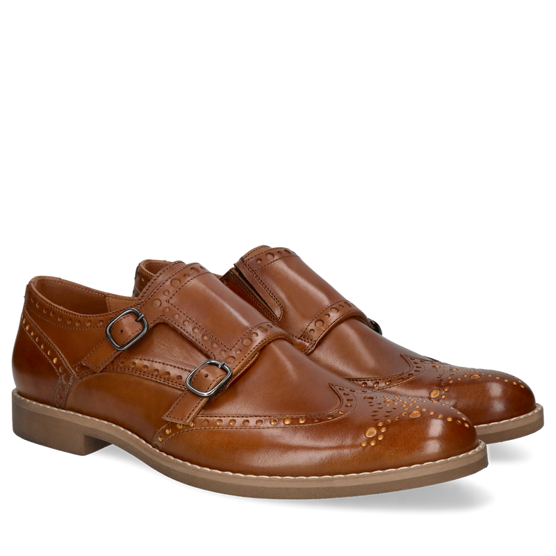 Brązowe skórzane półbuty Teo, Conhpol - polska produkcja, Monki