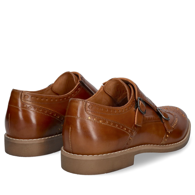 Brązowe skórzane półbuty Teo, Conhpol - polska produkcja, Monki