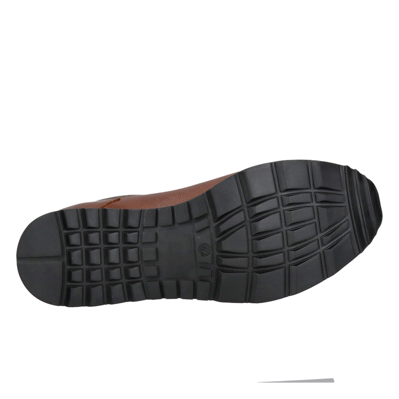 Męskie brązowe półbuty casualowe, na co dzień, skórzane z szarym akcentem