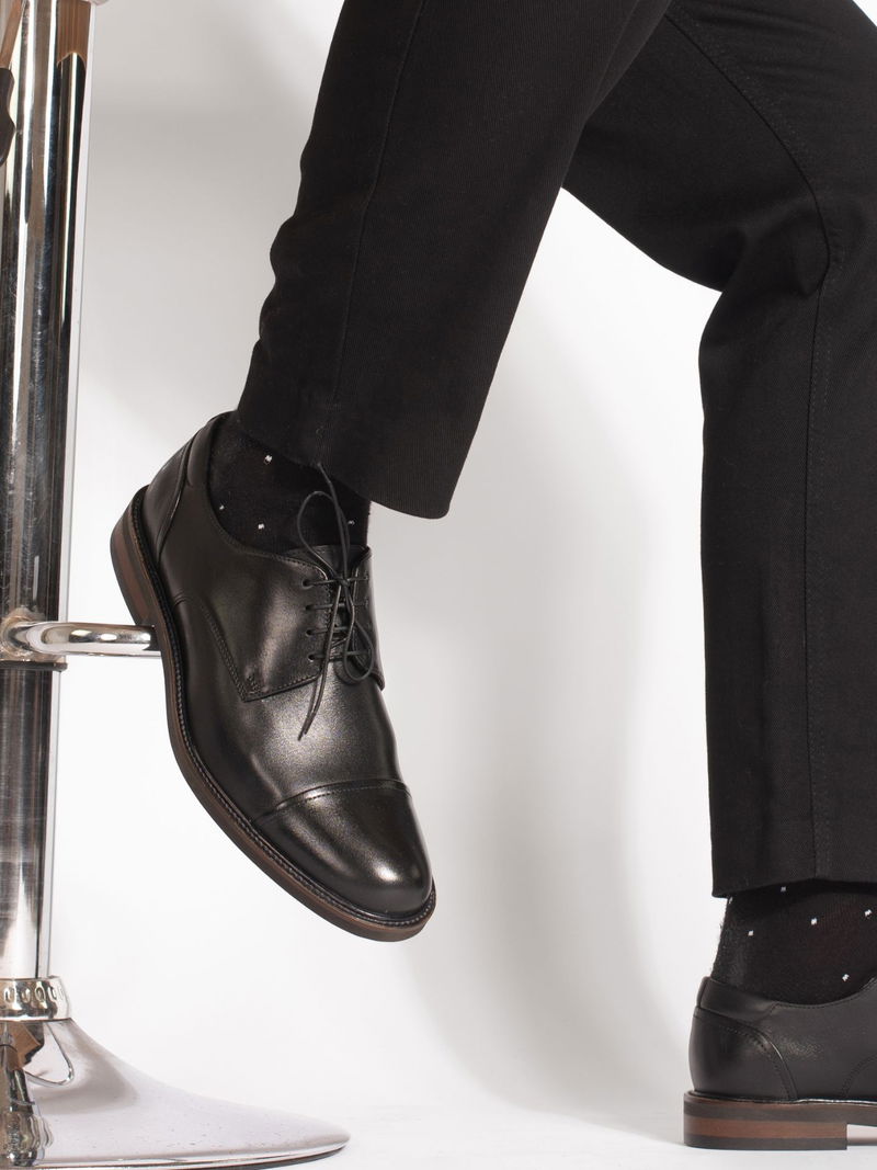 Czarne półbuty Oscar, Conhpol - polska produkcja, CE6358-01, Derby, Konopka Shoes Czarne półbuty Oscar, Conhpol - polska produkcja, CE6358-01, Derby, Konopka Shoes