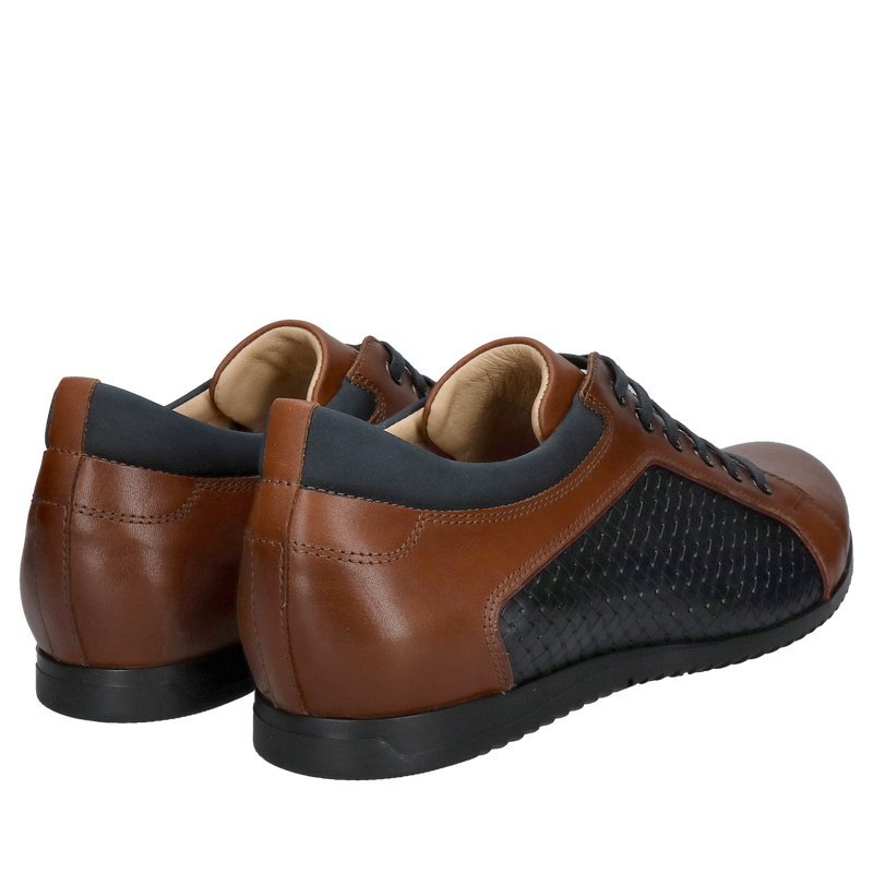 Wygodne obuwie męskie, brązowo-granatowe. Modny design, wysoka jakość