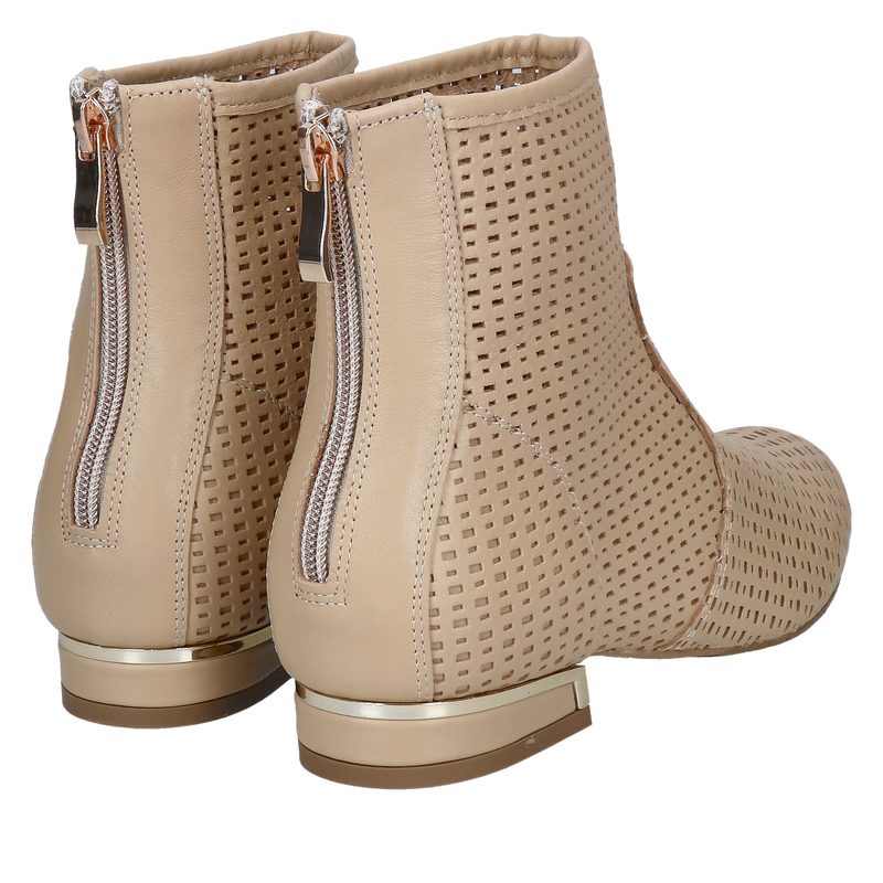 Beżowe botki ze skóry licowej, nieocieplane, polski producent Conhpol