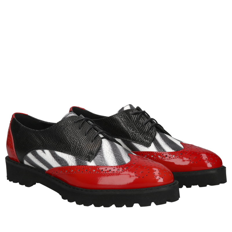 Kolorowe półbuty sznurowane, wyrazisty styl i wysokiej jakości skóra