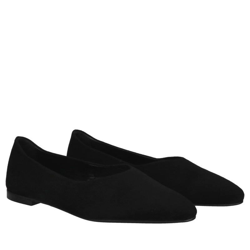 Baleriny damskie czarne ze skóry zamszowej, polska produkcja