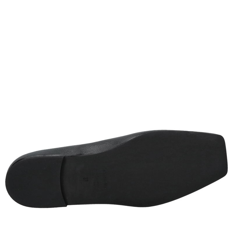 Wysokiej jakości czarne baleriny ze skóry licowej, kwadratowy nosek