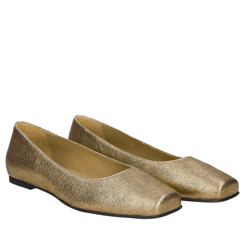 Złote baleriny wysokiej jakości, eleganckie i komfortowe, Conhpol Bis, Konopka Shoes