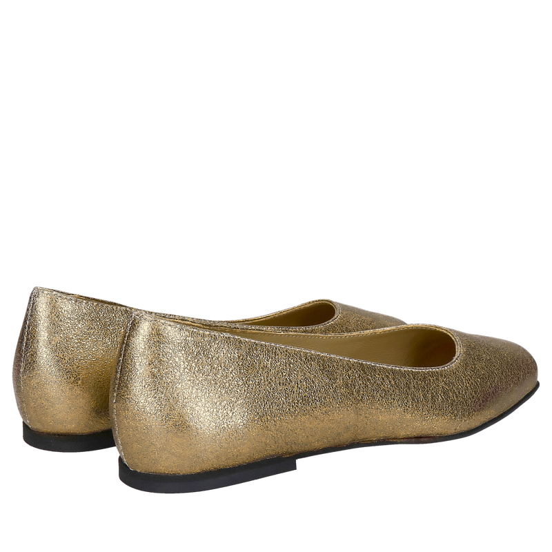 Złote baleriny wysokiej jakości, eleganckie i komfortowe, Conhpol Bis, Konopka Shoes