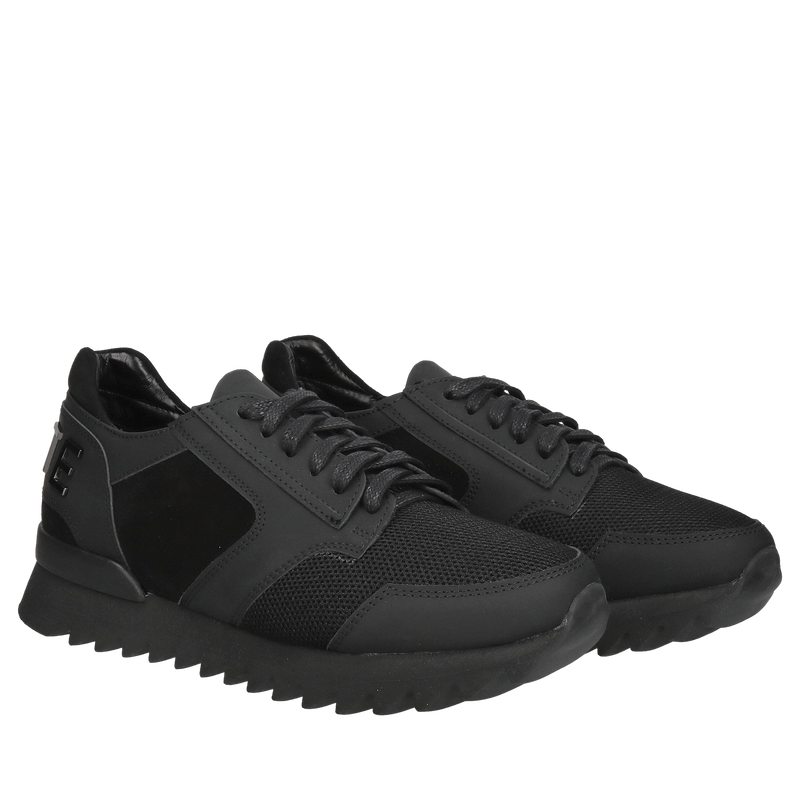 Oryginalne czarne sneakersy ze skóry, wygodne i miękkie na co dzień , Conhpol Bis, Konopka Shoes