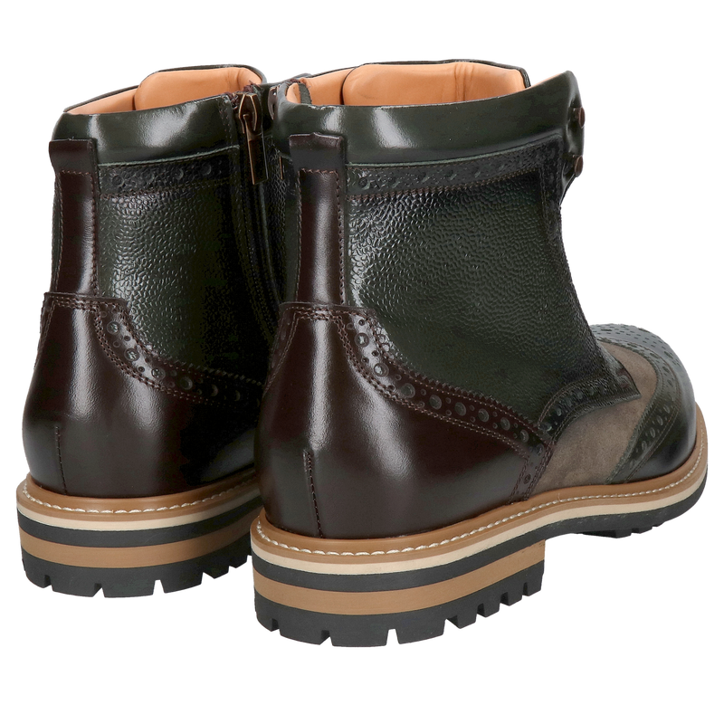 Stylowe buty za kostkę - Szersza tęgość, butelkowa zieleń, oliwkowy zamsz, idealne na co dzień, Conhpol, Konopka Shoes