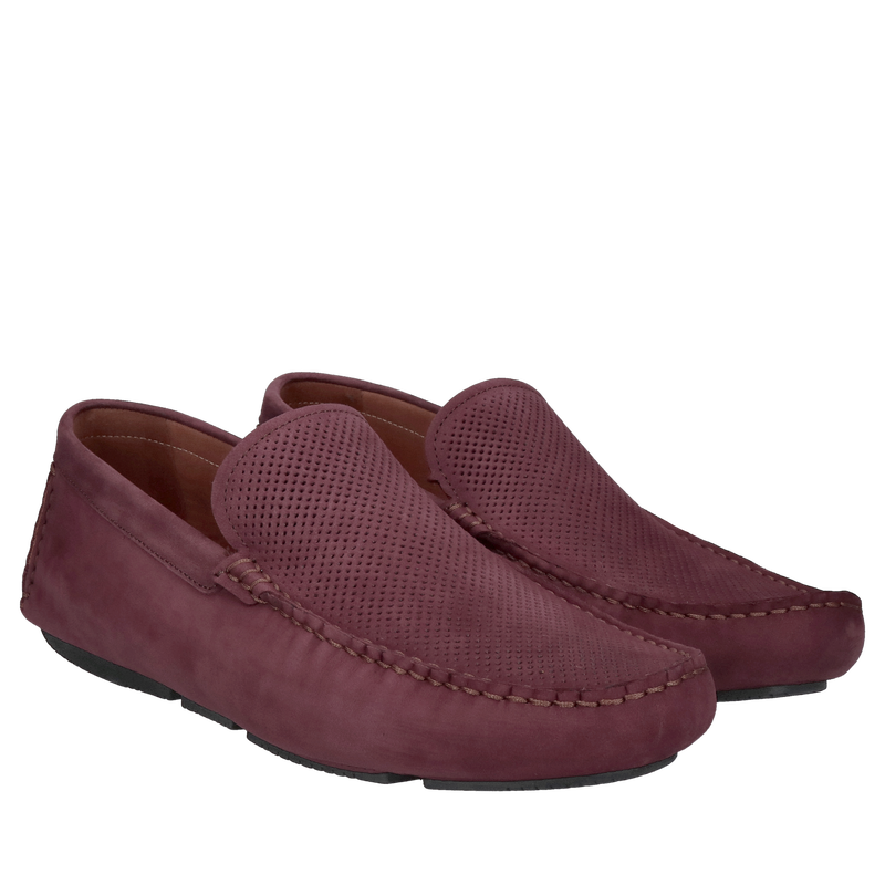 Komfortowe bordowe półbuty  męskie skórzane, wysoki komfort i styl, Conhpol, CEX0034-04