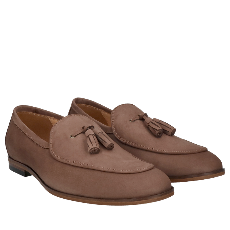 Męskie loafersy brązowe ze skóry nubukowej na brązowej podeszwie, Conhpol, Konopka Shoes Męskie loafersy brązowe ze skóry nubukowej na brązowej podeszwie, Conhpol, Konopka Shoes