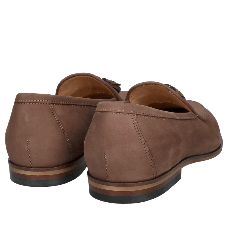 Męskie loafersy brązowe ze skóry nubukowej na brązowej podeszwie, Conhpol, Konopka Shoes Męskie loafersy brązowe ze skóry nubukowej na brązowej podeszwie, Conhpol, Konopka Shoes