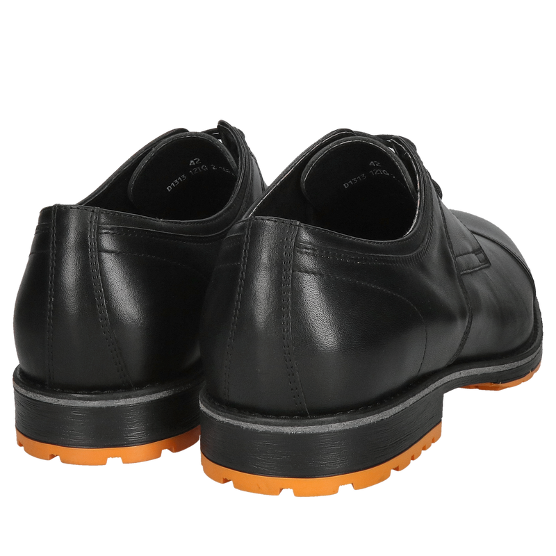 Czarne półeleganckie buty męskie na unikatowej żółtej podeszwie , Conhpol Dynamic, Konopka Shoes