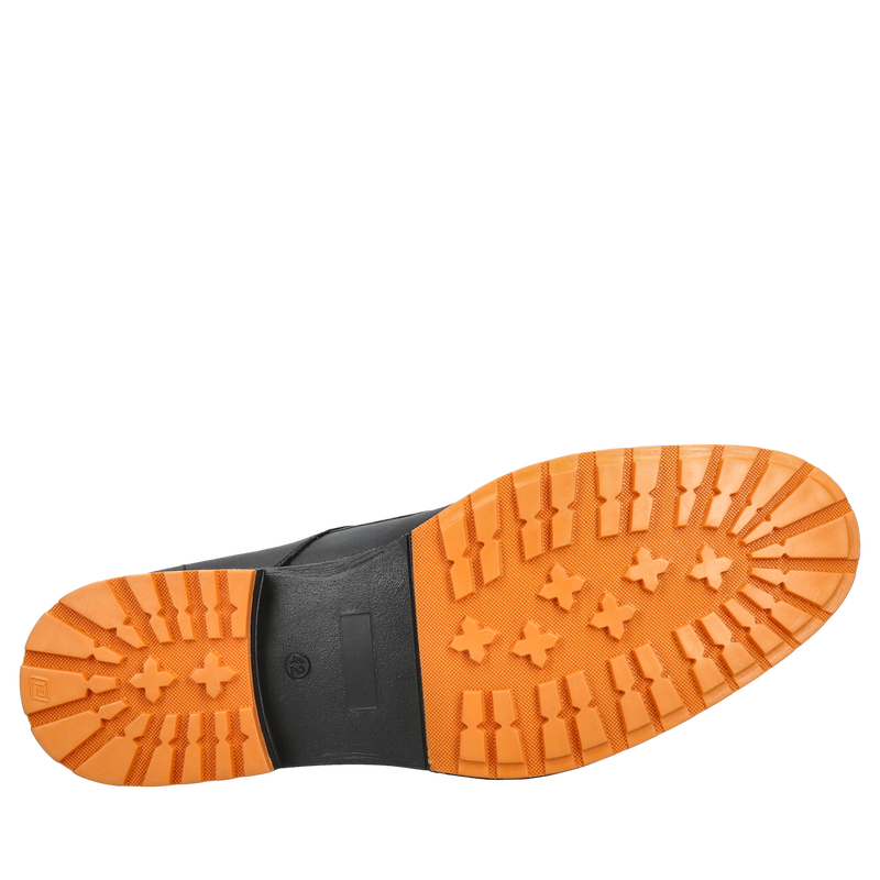 Czarne półeleganckie buty męskie na unikatowej żółtej podeszwie , Conhpol Dynamic, Konopka Shoes