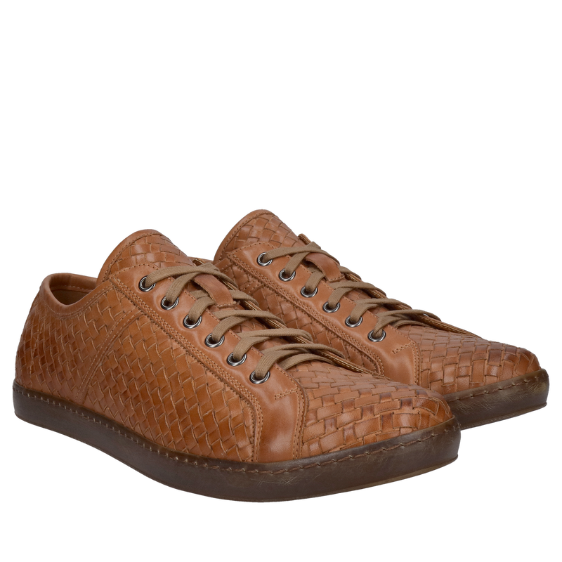 Unikatowe męskie półbuty ze skóry ręcznie plecionej, Made in Poland