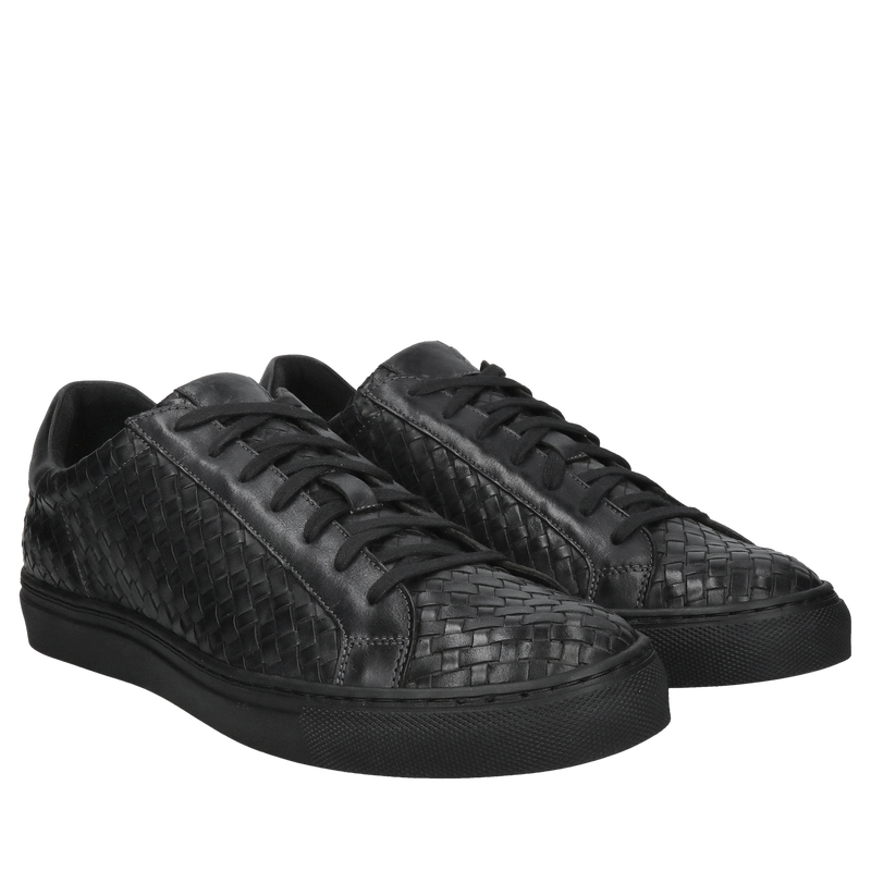 Czarne męskie plecionki ze skóry licowej, wysoka jakość buty premium