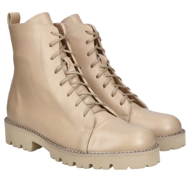 Sznurowane trzewiki beżowe całoroczne z oryginalną podeszwą, lekkie i wygodne , Conhpol Bis, Konopka Shoes