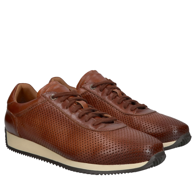 Sportowe męskie półbuty, letnie ażurowane ze skóry