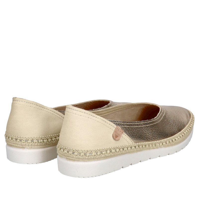 Złote letnie espadryle damskie, ultra lekkie i wygodne