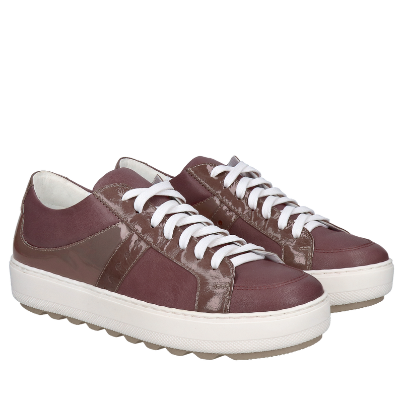 Fioletowe sneakersy damskie ze skóry Konopka Shoes, buty na co dzień, półbuty sznurowane damskie, polska produkcja Conhpol Bis