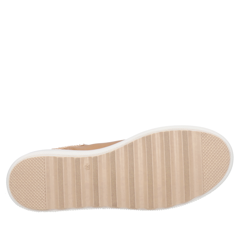 Damskie sneakersy Konopka Shoes rude z miękkiej skóry na białej podeszwie, producent polski, Conhpol Bis,